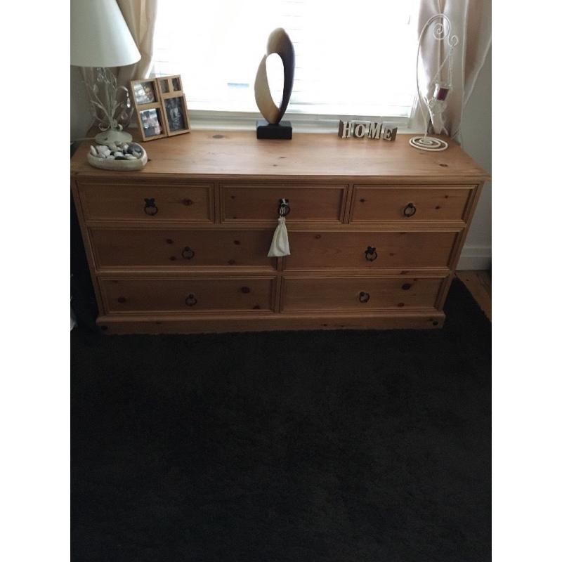 Large heavy solid pine sideboard