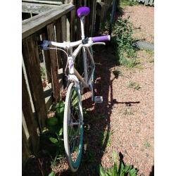 Stylish cream & purple singlespeed bike