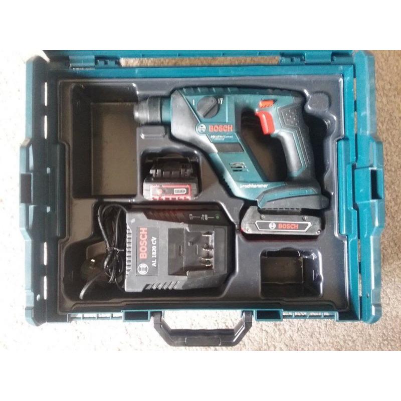 BOSCH 18 VOLT LITHIUM SDS COMPACT DRILL 2 X BATTERIES AND CHARGER