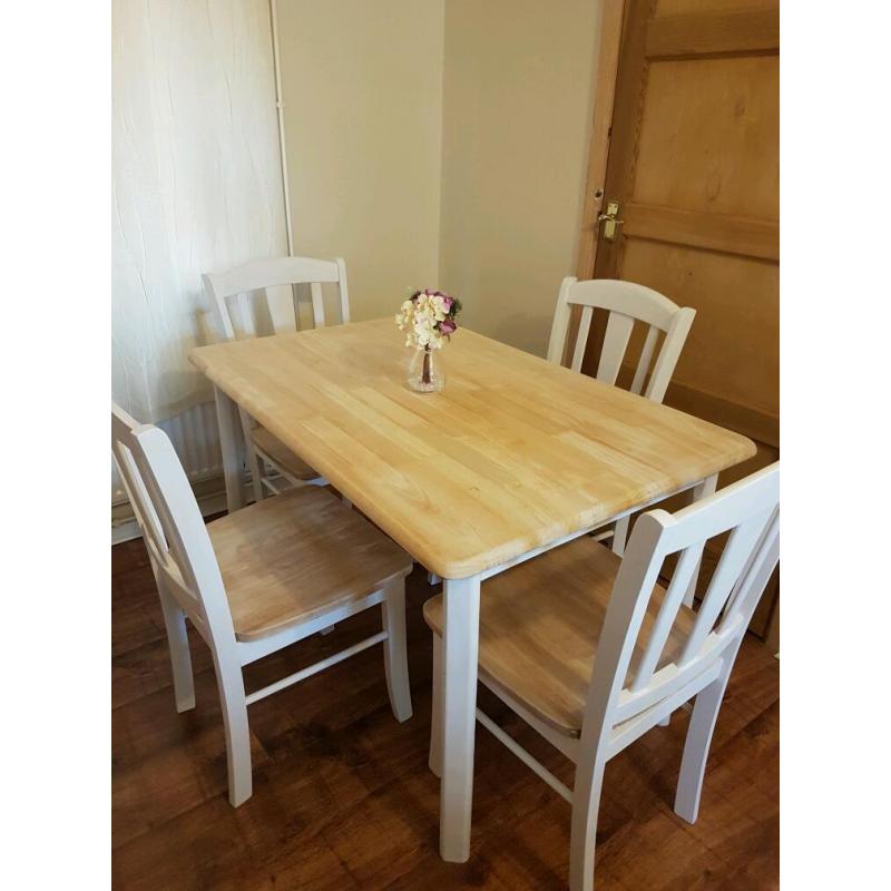 Solid wooden table and 4 chairs set