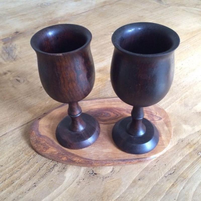 A pair of ebony wood African goblets