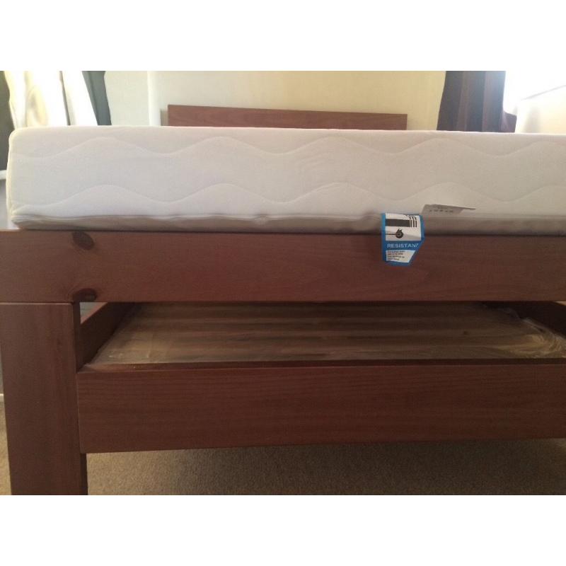 Pure oak bed frame+memory foam mattress 190+75