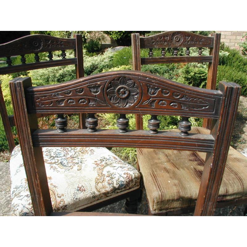 Antique Mahogany Dining Chairs - for Restoration , Set of 4