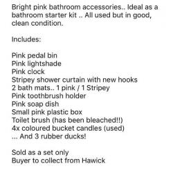 Bright pink bathroom accessories