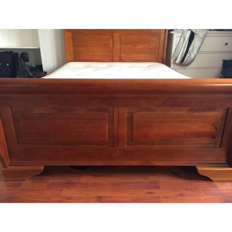 Dark Wood Sleigh Bed - Double