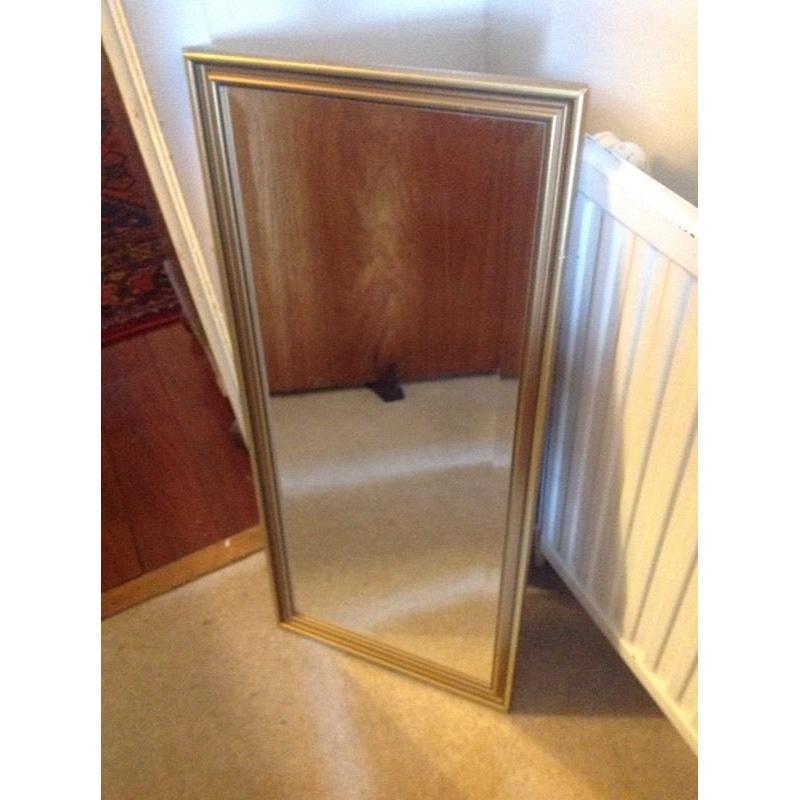 Gold framed rectangle mirror