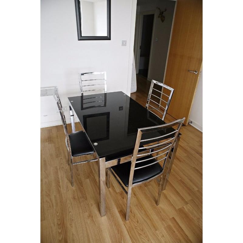 Smart Dining Set with 4 Chairs and Two Side Tables