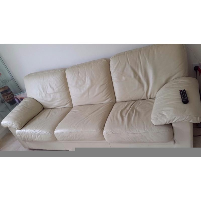 Cream leather sofa