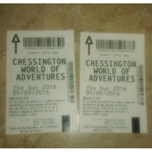 Chessington adventure park day tickets for sale 5 th September two tickets