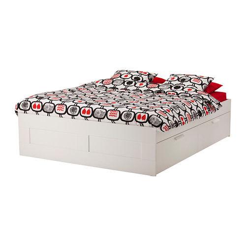 IKEA Double Bed frame with storage, white, Luröy