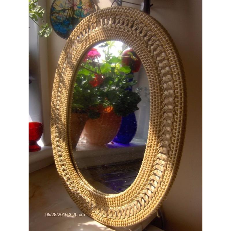 Vintage Bamboo Mirror , handmade wall mirror