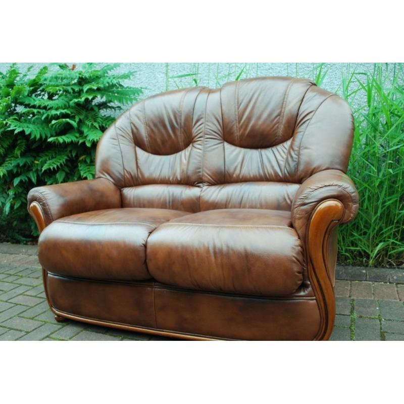 NEW TWO SEATER BROWN LEATHER SOFA