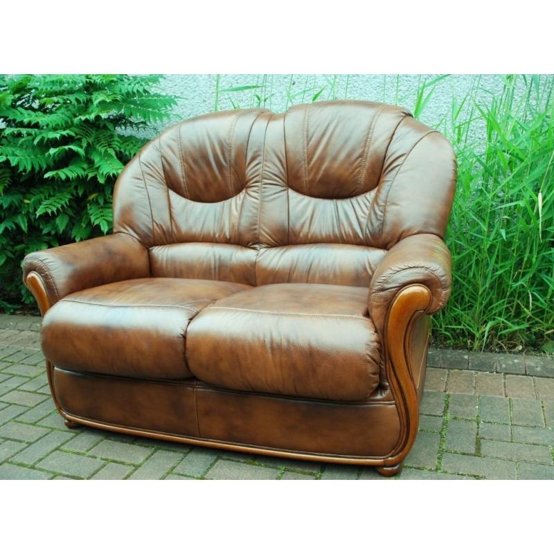 NEW TWO SEATER BROWN LEATHER SOFA