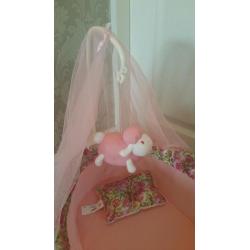 Baby Annabelle swinging crib and musical mobile
