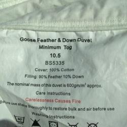 White king size feather duvet.