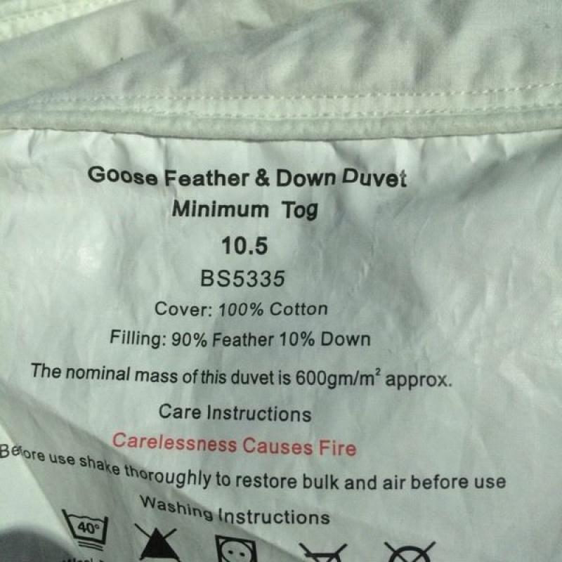 White king size feather duvet.