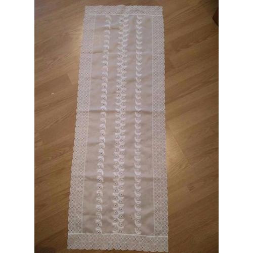 Genuine vintage embroidered ivory table runner
