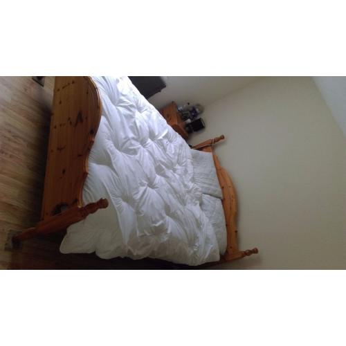King Size Pine Bed and Mattress for sale