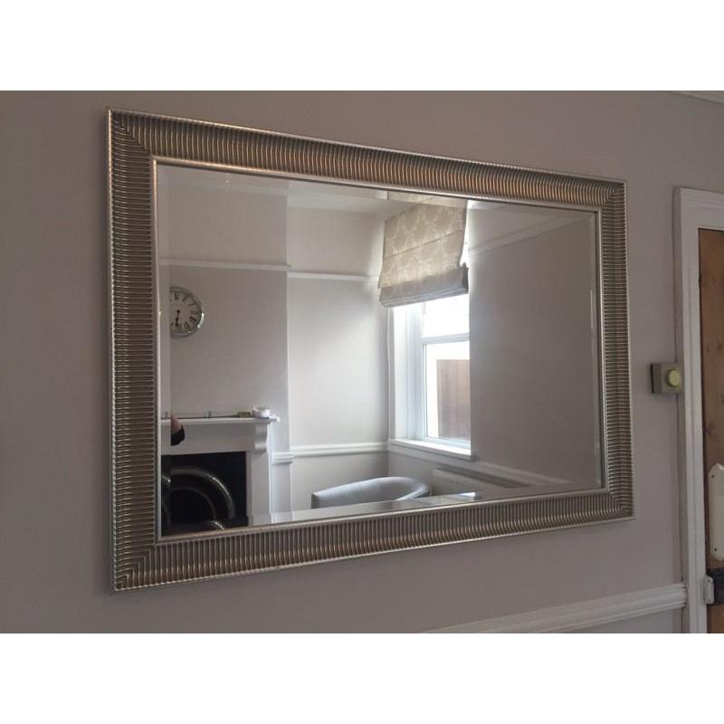 Large silver framed mirror
