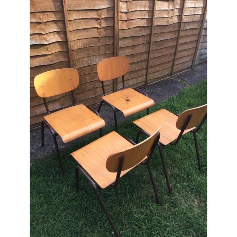 4x reclaimed school chairs.