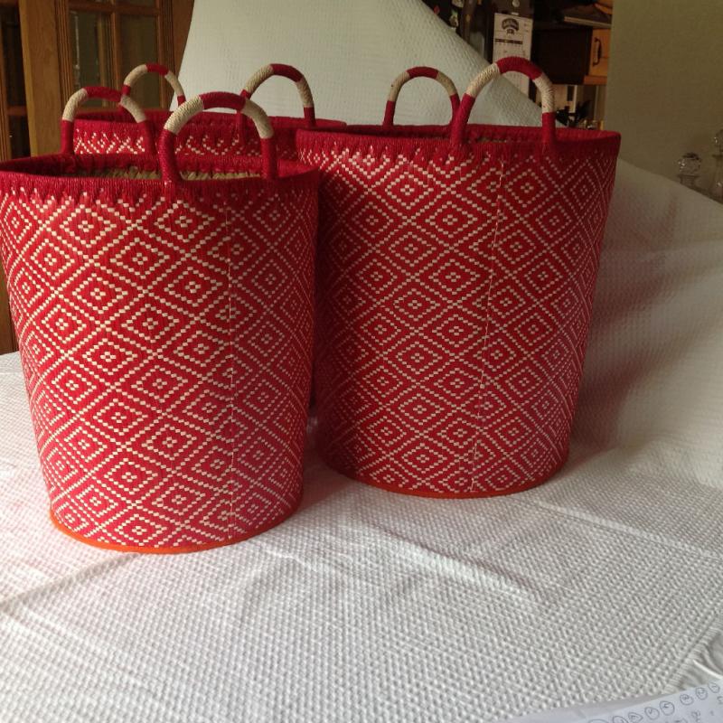 Brand new straw linen baskets x 3