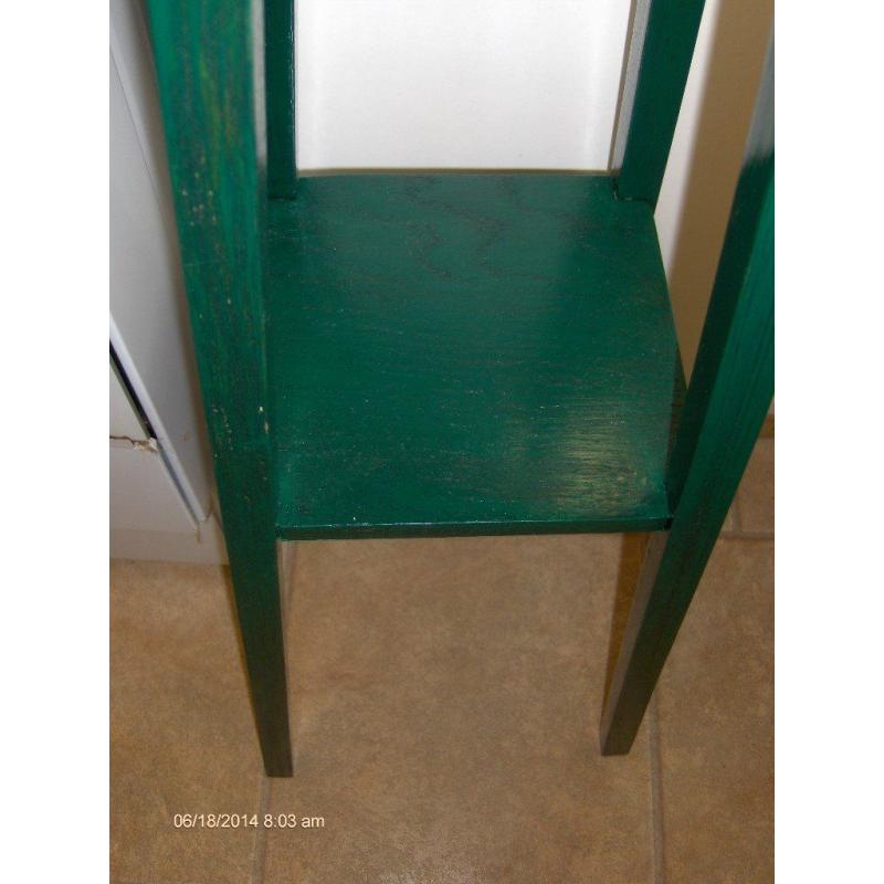 antique wood plant stand , Green wood plant stand