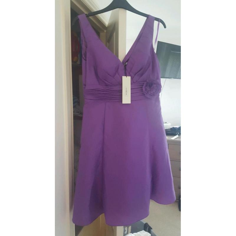 size 18 brand new with tag purple knee length bridesmaid prom dress