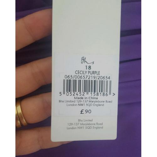 size 18 brand new with tag purple knee length bridesmaid prom dress