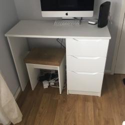 Good condition white dressing table with stool