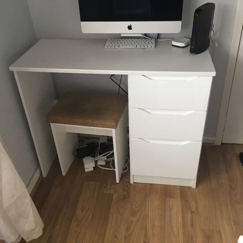 Good condition white dressing table with stool
