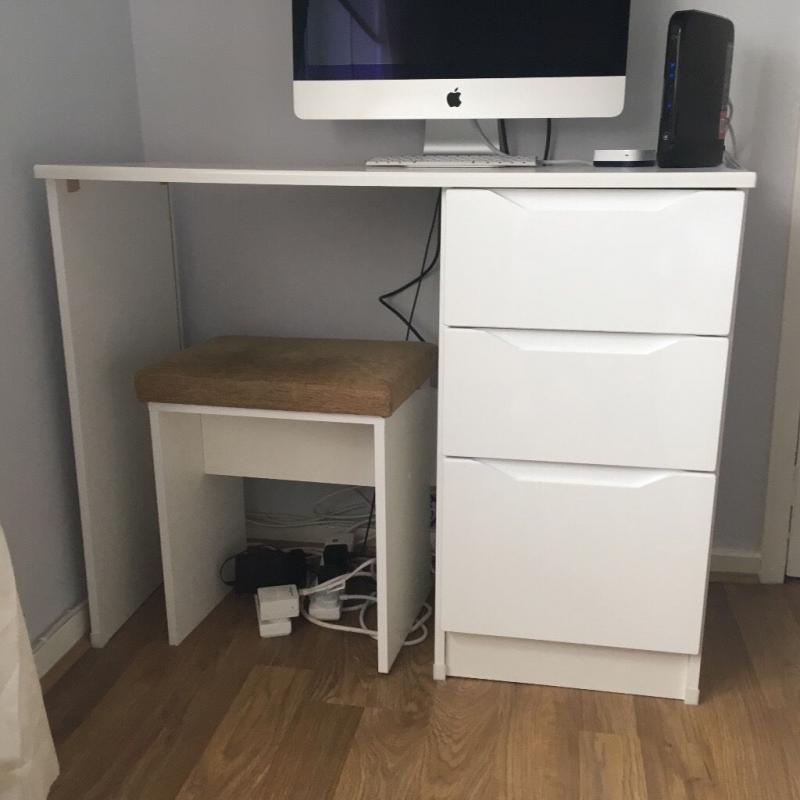 Good condition white dressing table with stool