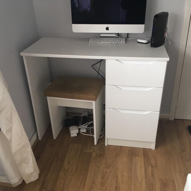 Good condition white dressing table with stool