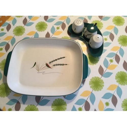 Denby vintage roaster and complete cruet