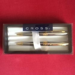 Cross - Bradbury Chrome and Gold Ballpoint Pen and Mechanical Pencil Set