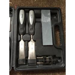Wickes Powagrip Wood Chisel Set, Honing Guide & Sharpening Stone 8 Piece