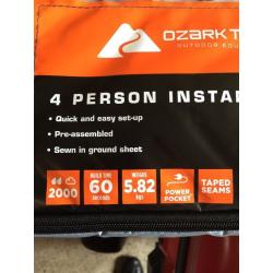 New OZARK trail instant tent 4 man pop up