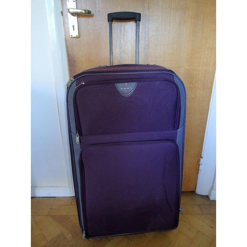 Suitcase large lightweight with wheels & pop up handle