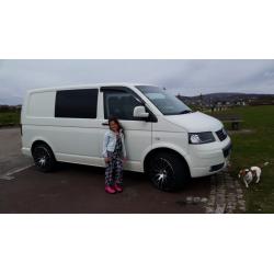 Vw transporter camper van. Rock n roll bed 20 inch alloys. Kitchen units