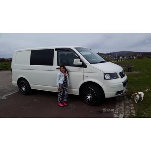Vw transporter camper van. Rock n roll bed 20 inch alloys. Kitchen units