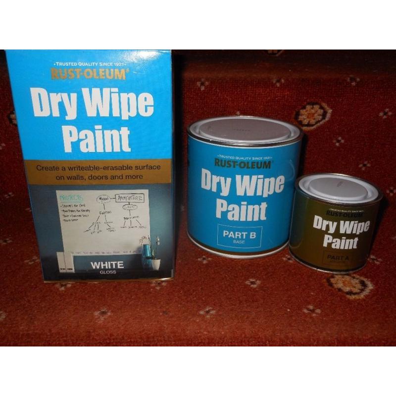 1x New Rust-oleum dry wipe white gloss paint 1L