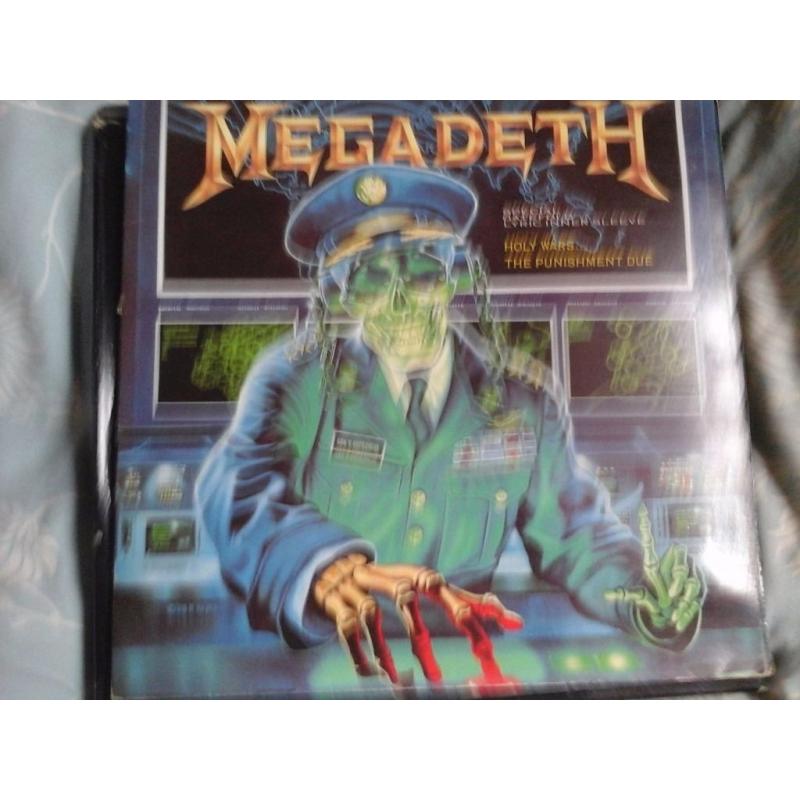 80 ono: SIGNED Megadeth 12" Single +other metal vinyl LPs: Megadeth,Anthrax, Obituary,The Almighty