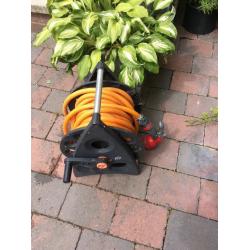 Garden hose on reel.