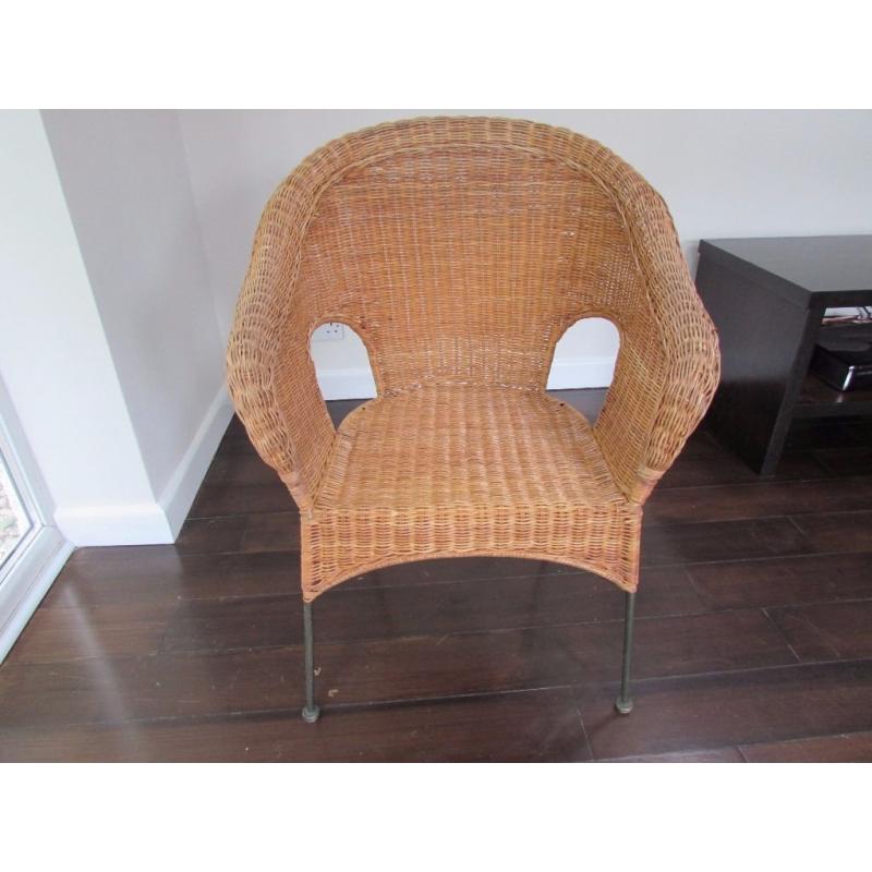 LOVELY WICKER AND IRON LEG AND FRAME CHAIR