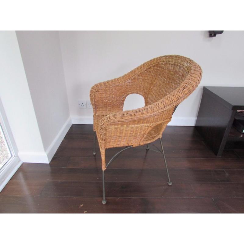 LOVELY WICKER AND IRON LEG AND FRAME CHAIR