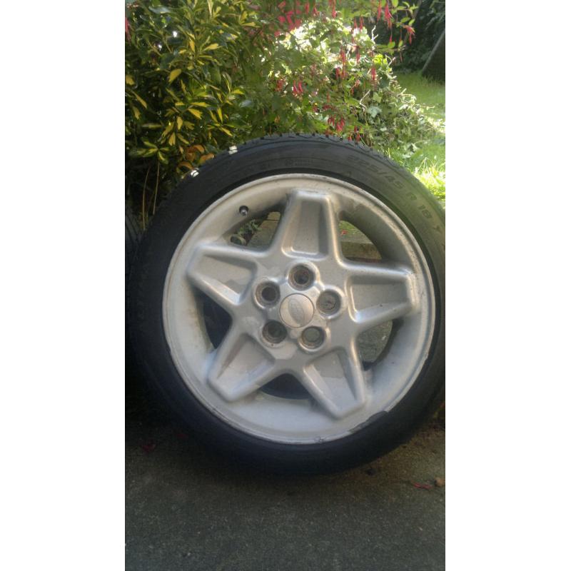 18" Land Rover Mondial Alloys x4 + Near New General Tyres 225/45 R18 + Adaptors 5x112 to 5x120, 15mm