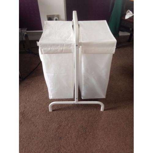 2 section laundry hamper/basket with removable bags