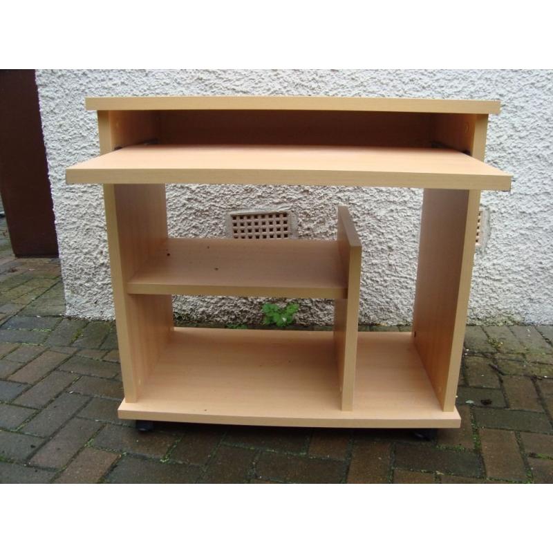 Computer workstation desk with retractable keyboard shelf
