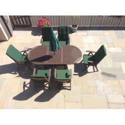 HARDWOOD TABLE AND CHAIRS