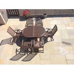HARDWOOD TABLE AND CHAIRS