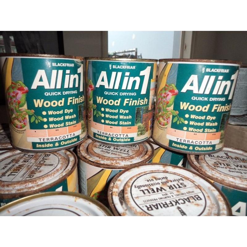 over 100 tins of wood paint for sale. 100